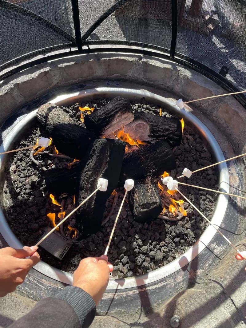 Marshmallows roasting over a fire